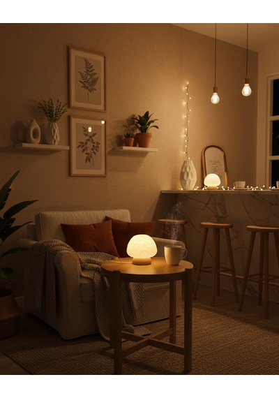 Elana Design Mumi Mantar Abajur - Abajur Ve Gece Lambası Bej
