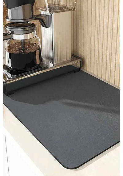 Mutfak Tezgah Üstü Bulaşık Kurutma Matı Tezgah Üstü Mikrofiber Bulaşıklık Su Emici Mat Siyah 35x50cm Siyah
