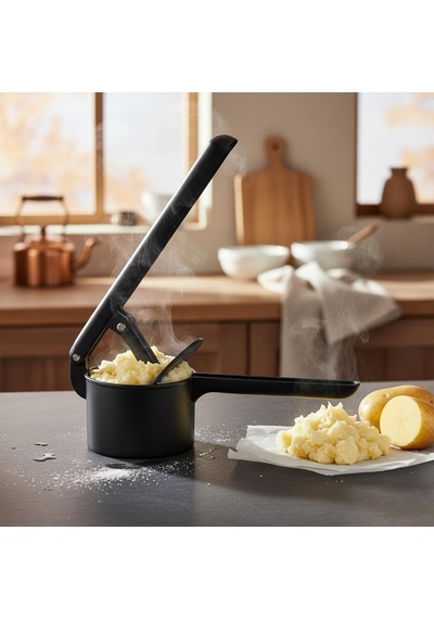 Deconox Paslanmaz Çelik Siyah Patates Ezici Büyük Boy Metal Kollu Patates Püre Aparatı Mutf