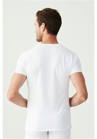 U.S. Polo Assn. U.s Polo Assn. 80194 Erkek 2 Li Kısa Kol V Yaka Atlet-beyaz Beyaz