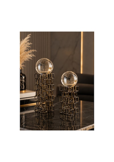 Sleep Nova Infinity Sphere Dekoratif Metal Küre Biblo Seti Siyah