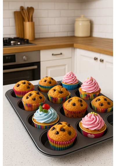 12 Li Muffin Kek Kalıbı Siyah