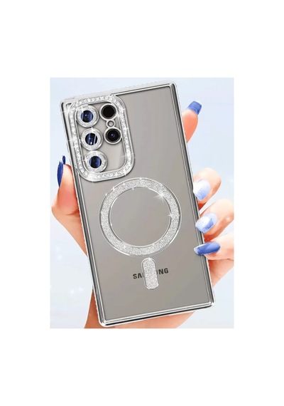 Samsung Uyumlu  Galaxy S25 Ultra Kılıf Joke Simli Magneticsafe Kılıf - Mavi Çok Renkli