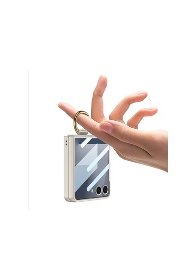 Samsung Uyumlu GalaxyZ Flip 7 Kılıf M-safe Şarj Özellikli Celikaksesuar Kıpta Yüzüklü Flip Sert Kılıf Gümüş
