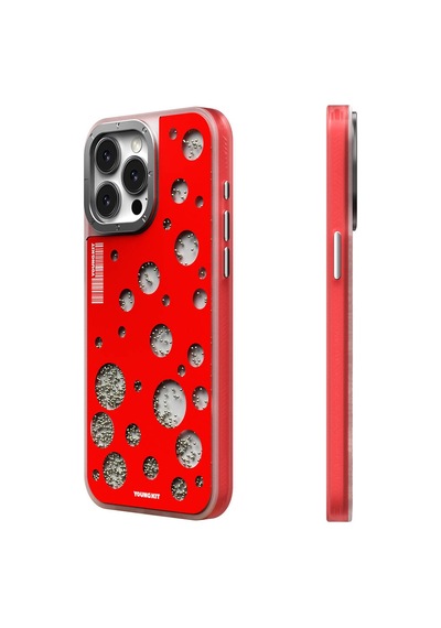 Apple Uyumlu iPhone 14 Pro Max Kılıf M-safe Şarj Özellikli Şık Tasarım Renkli Benekli Kinetik Boncuklu Kılıf Kırmızı Apple Uyumlu iPhone 14 Pro Max Kılıf M-safe Şarj Özellikli Şık Tasarım Renkli Benekli Kinetik Boncuklu Kılıf Kırmızı