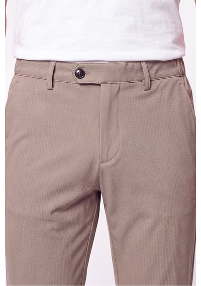 Regular Fit Yan Cep Doku Desenli Beli Lastikli Bej Pantolon P 1212