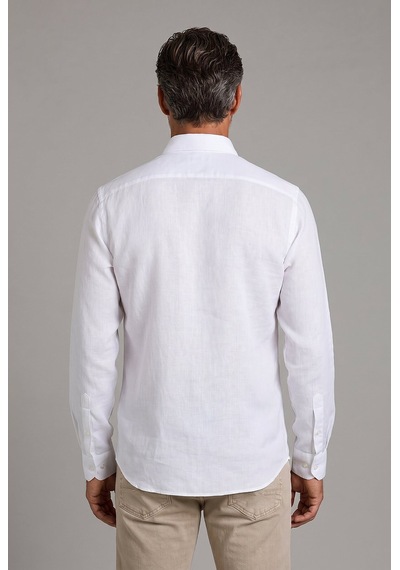 Bisse Beyaz Regular Fit Keten Gömlek Gmktn4pal224020 D01