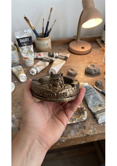 Bronz,kurt, Küllük,el Yapımı Obje, Gold Dekoratif Küllük, Tasarım Kültablası, Hediyelik Obje, Erkek Hediye, Ofis Dekorasyonu, Babalar Günü Özel, Eşe Hediye, Sevgiliye Hediye,araç Küllük