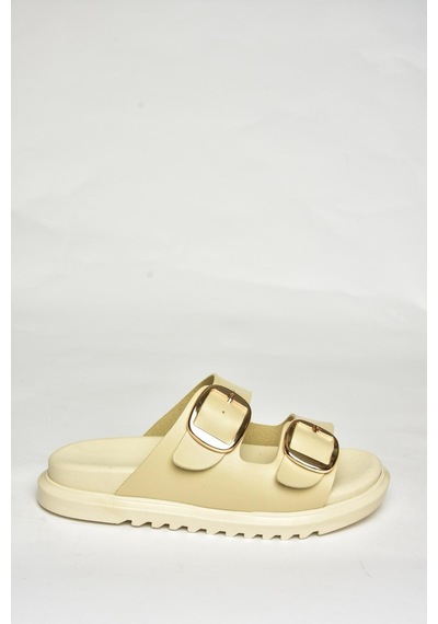 Fox Shoes U725042109 Bej Kadın Terlik Bej-suni Deri