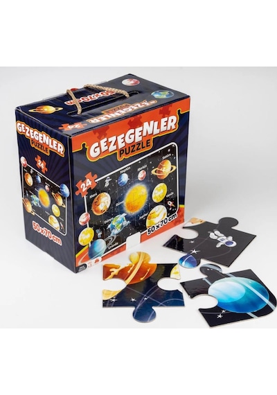 24 Parça Uzay Temalı 50x70cm Gezegenler Puzzle Eğitici Ve Eğlenceli Çocuk Yapboz 1