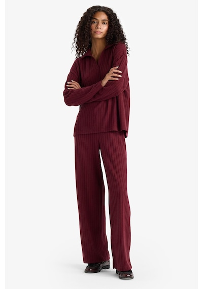 Defacto Wide Leg Fitilli Kaşkorse Beli Lastikli Pantolon F1012ax25aubr115 Bordo-br115