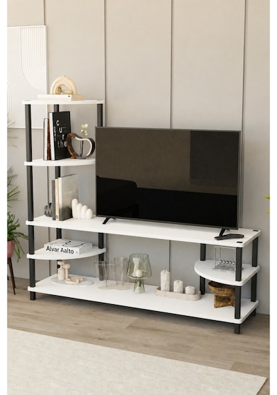 Neoline 120 Cm Tv Ünitesi Çok Raflı Modern Tv Sehpası - Beyaz Beyaz