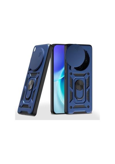 Vivo X300 Uyumlu Kamera Korumalı Sürgülü Yüzüklü Standlı Kapak Lacivert