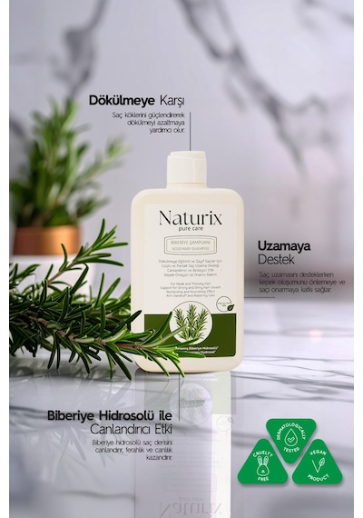 Biberiye Şampuanı Tuzsuz, Dökülme Karşıtı Ve Saç Uzamasını Bakım - 450 Ml Dökülen