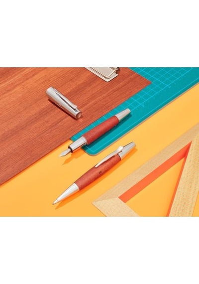 Faber-castell E-motion Tükenmez Kalem, Krom/ahşap Gövde, Mekanizmalı, Kahverengi, B Uç, Yüksek Kapasiteli Siyah Refil ---