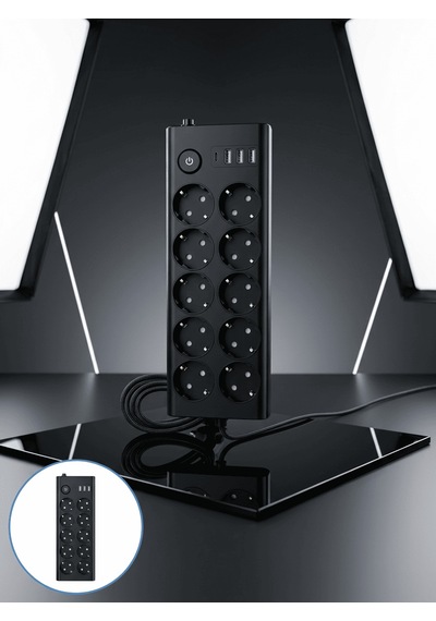 Akım Korumalı 10'lu Çoklu Priz Usb-a Ve Type-c Şarj Çıkışlı 2 m
