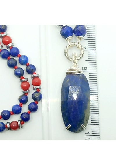2072 Lapis Lazuli Mercan El Yapımı Kolye Lacivert