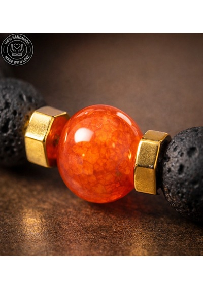 Lav Taşı Ve Turuncu Akik Nazar Koruyucu Enerji Bilekliği Çok Renkli