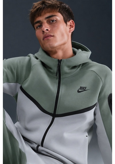 Nike Tech Fleece Full Zip Windrunner Hoodie Kapüşonlu Unisex Sweatshirt Yeşil Gri