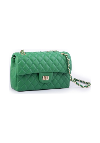 Nas Bag Kadın Çapraz Çanta Büyük Boy Zincirli Kapitone Çim Yeşili Nova En:26 Boy:16 Cm Yeşil