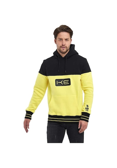 Adams Sarı/siyah Kapüşonlu 3 İplik Baskılı Kanguru Cepli Sweatshirt Sarı