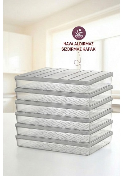 Selka Home 6 Adet 2,5 Lt. Nora Organizer Buzdolabı  Buzluk Düzenleyici Saklama Kabı