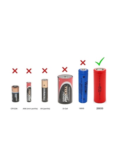 Watton Inr 26650 Şarjlı Pil 5000mah 3.7v Li-ion Yüksek Kapasiteli El Feneri Projektör Pili Kırmızı