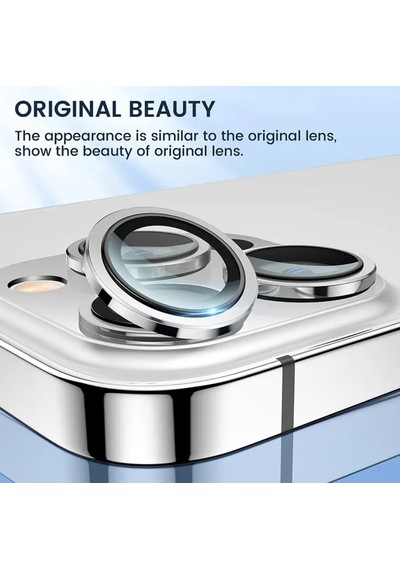 Iphone 14 Pro / 14 Pro Max Uyumlu Kamera Lens Koruyucu Gümüş