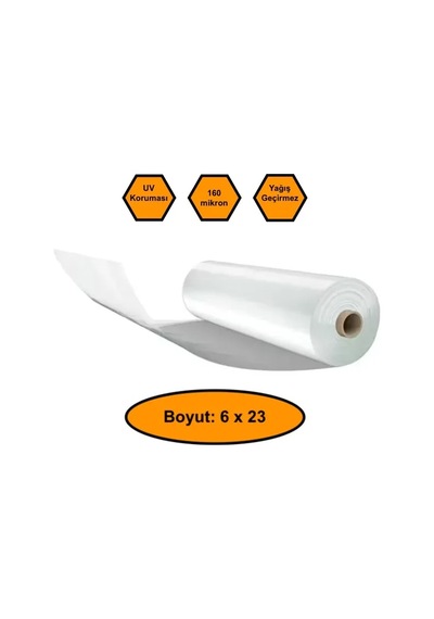 160 Micron Naylon Örtü, Şeffaf Su Geçirmez Naylon, 6x23 Metre