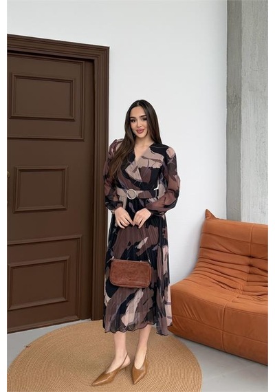 Neşeli Butik Kadın Kahverengi Beli Kemerli Piliseli Şifon Astarlı Midi Boy Elbise Nbelb04 Kahverengi Neşeli Butik Kadın Kahverengi Beli Kemerli Piliseli Şifon Astarlı Midi Boy Elbise Nbelb04 Kahverengi