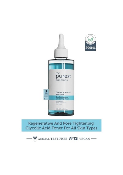 The Purest Solutions, Gözenek Ve Siyah Nokta Görünümünü Azaltmaya Yardımcı Arındırıcı Tonik,%5 Glikolik Asit, Aha, Bha, 200 Ml Sku: Smg8690010386205