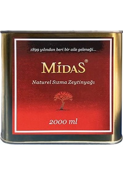 Midas Erken Hasat Soğuk Sıkım Natürel Sızma Zeytinyağı Teneke 2 L