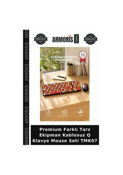 Premium Farklı Tarz Ekipman Kablosuz Q Klavye Mouse Seti Tmk07