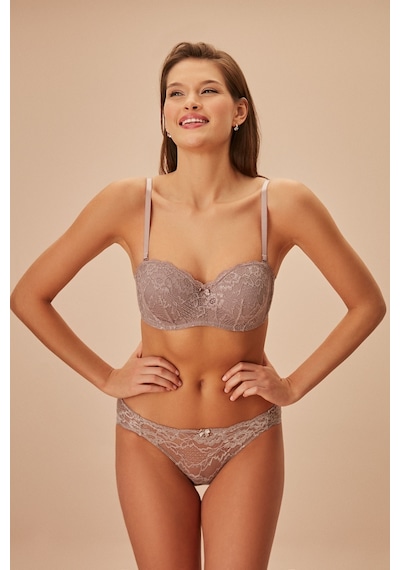 Suwen Lacy Soft Dantelli Külot Sw8375100 Vizon