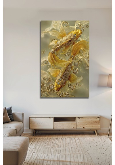 Lüks Altın Koi Balığı Mücevherli Feng Shui Cam Tablo Zenginlik Ve Şans Temalı Duvar Sanatı Modern Dekorasyon Temalı Dekoratif Duvar Tablosu, Salon, Ev Ve Ofis Dekoru,