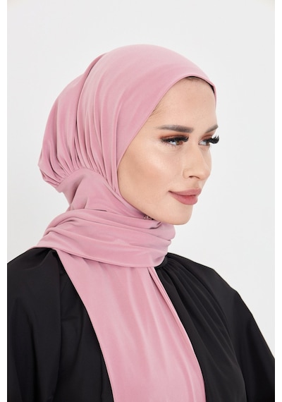 Hürrem Bone Pudra Pratik Hazır Geçmeli Tesettür Bone Sandy Boyunluklu Çıtçıtlı 2505 06 Pudra