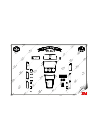 Subaru Impreza 1998-2000 Torpido Konsol Trim Göğüs Maun Kaplama Set 22 Parça Siyah Renk