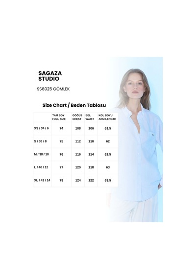 Sagaza Studio Ss6025 Selita Oversıze Gömlek Bebe Mavisi