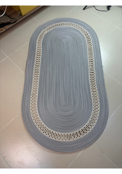 Mavaux Lotus Jüt Hasırlı El Örgüsü Kilim Gri - Krem