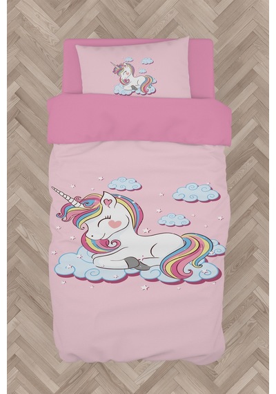 Mekta Home Bebek Ve Çocuk Odası Bulutlu Unicorn Desenli Nevresim Takımı