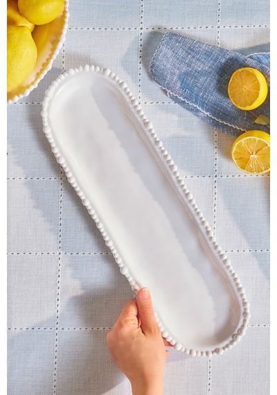 Karaca Perla Melamin Kayık Tabak 44 cm Beyaz