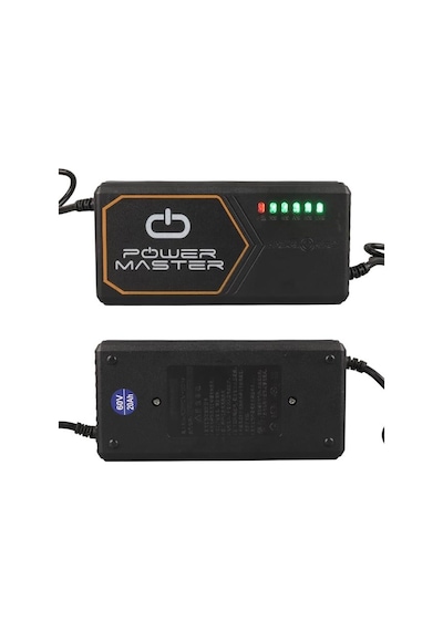 Powermaster Pm-31801 60 Volt - 20 Amper Iec C15 Dişi Uçlu Kapasite Göstergeli Elektrikli Bisiklet Şarj Akü Cihazı Adj160-01