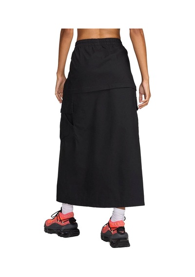 Nike Sportswear Woven Cargo 2n 1 Loose Fit Midi Skirt Kadın Bol Kesim Dokuma Kargo Mini Etek Siyah