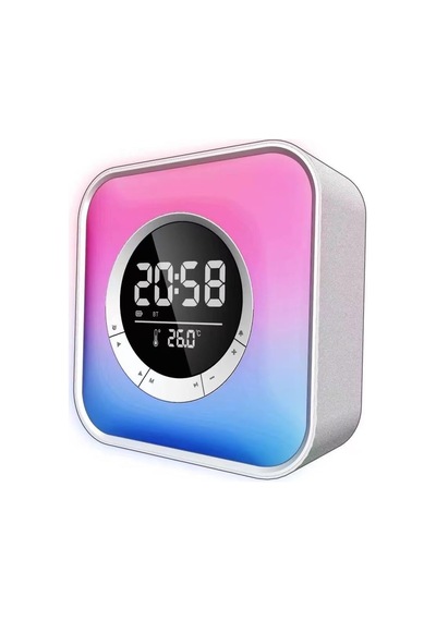 P10 Rgb Led Alarm Saat Bluetooth Hoparlör, Gece Lambası, Kablosuz Şarj Destekli Dijital Masa Saati