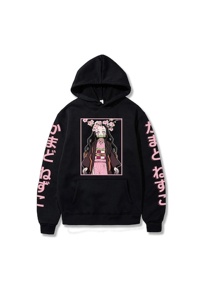 Tarzsokak Nezuko Anime Demon Hoodie Kimetsu Hoodie 15124 Siyah