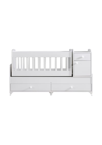 Beşik, Elegant Çekmeceli Dolaplı Sallanan Büyüyen Beşik 60x120 / 60x160 - Beyaz Çok Renkli Beşik, Elegant Çekmeceli Dolaplı Sallanan Büyüyen Beşik 60x120 / 60x160 - Beyaz Çok Renkli