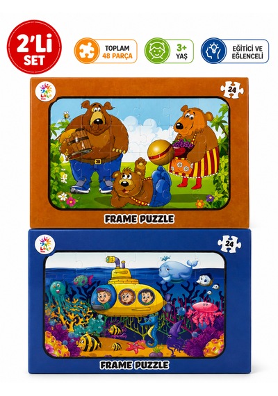 2 Li Frame Puzzle Seti Ayı Ailesi Ve Denizaltı Macerası 1