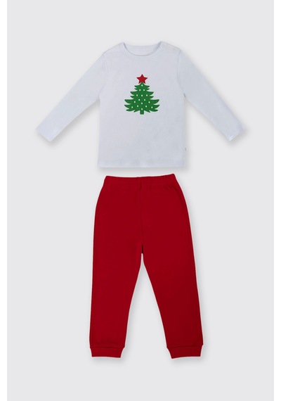 Panço Yenidoğan Yılbaşı Konseptli Kırmızı Pijama Takımı