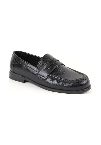 Libero L085.k010 Kroko Desenli Klasik Tpu Taban Kadın Loafer Ayakkabı Siyah