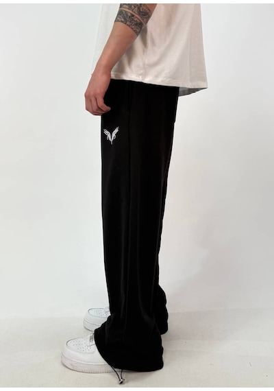 Zaee Her Mevsim Giyilebilen Vnm Nakışlı Ayarlanabilir Paça Baggy Eşofman Altı Siyah